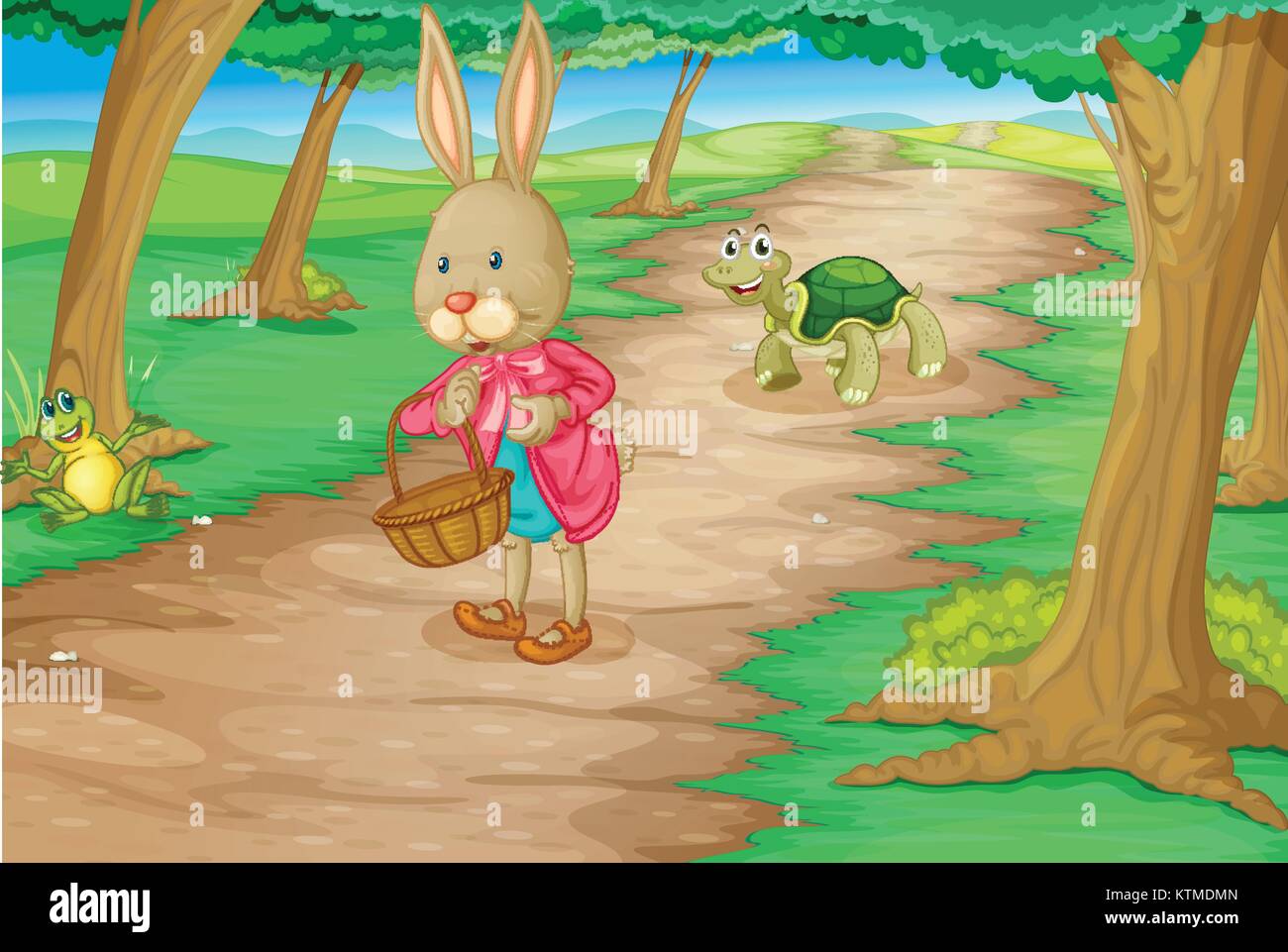 Illustration de lapin et les animaux dans les bois Illustration de Vecteur