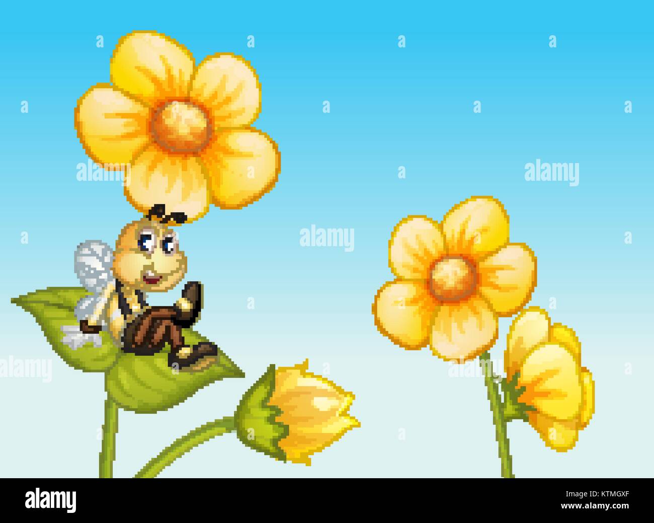 Illustration d'une abeille sur une fleur Illustration de Vecteur