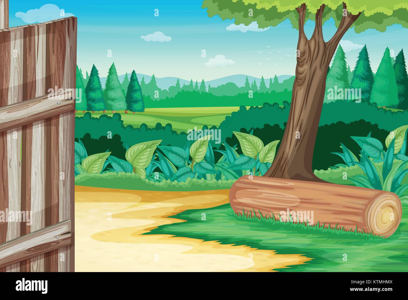 Porte de la grange ouverte en scène de ferme Illustration de Vecteur