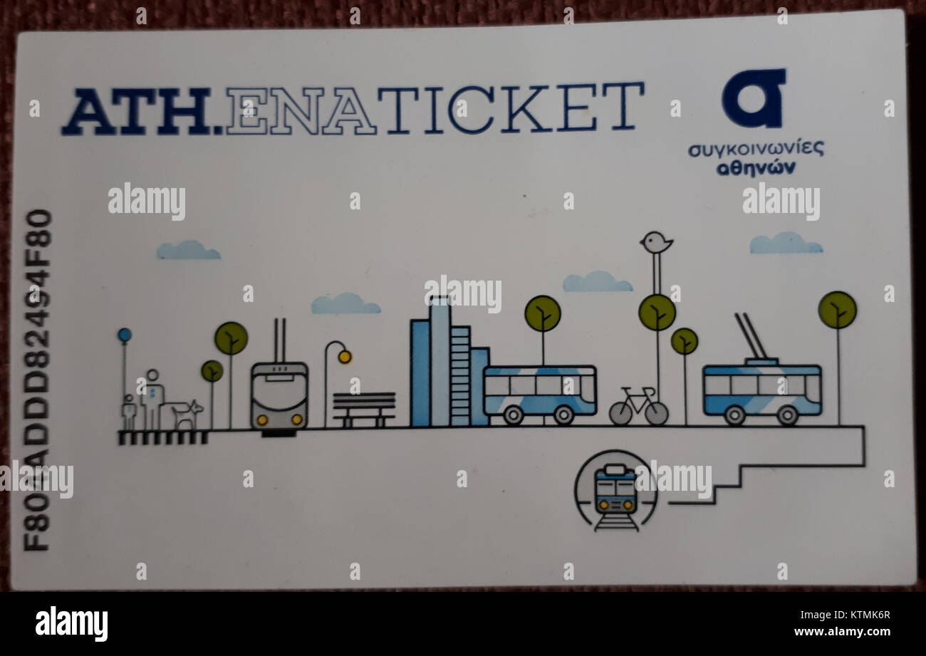 Ticket de tramway d'Athènes Août 2017 Banque D'Images