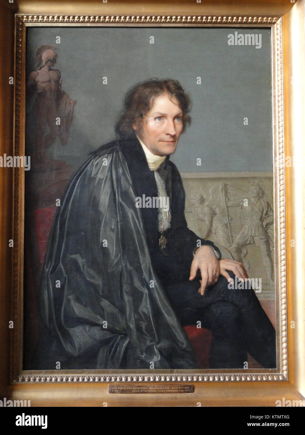 Portrait du sculpteur Bertel Thorvaldsen, peint par Carl Christian Vogel von Vogelstein, exposé au musée Thorvaldsen, au Danemark, capturant la ressemblance de l'artiste renommé. Banque D'Images
