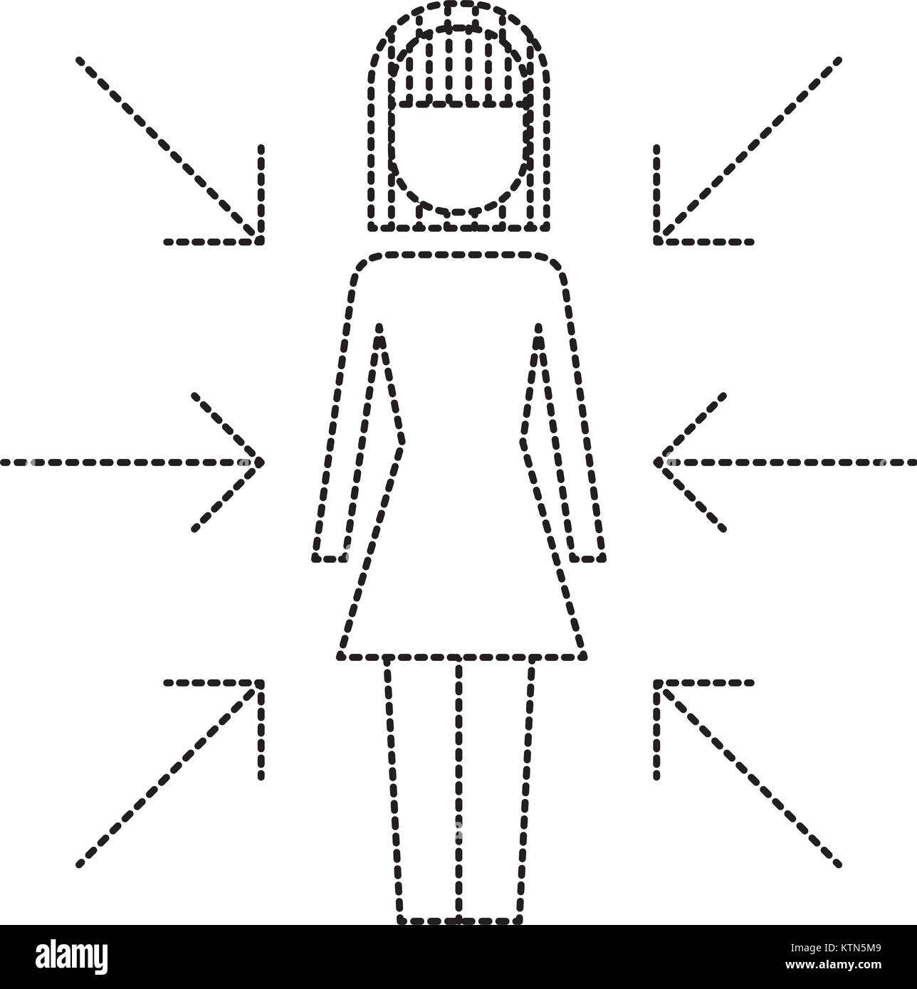 Businesswoman standing avec des flèches de conflit d'intérêts Illustration de Vecteur