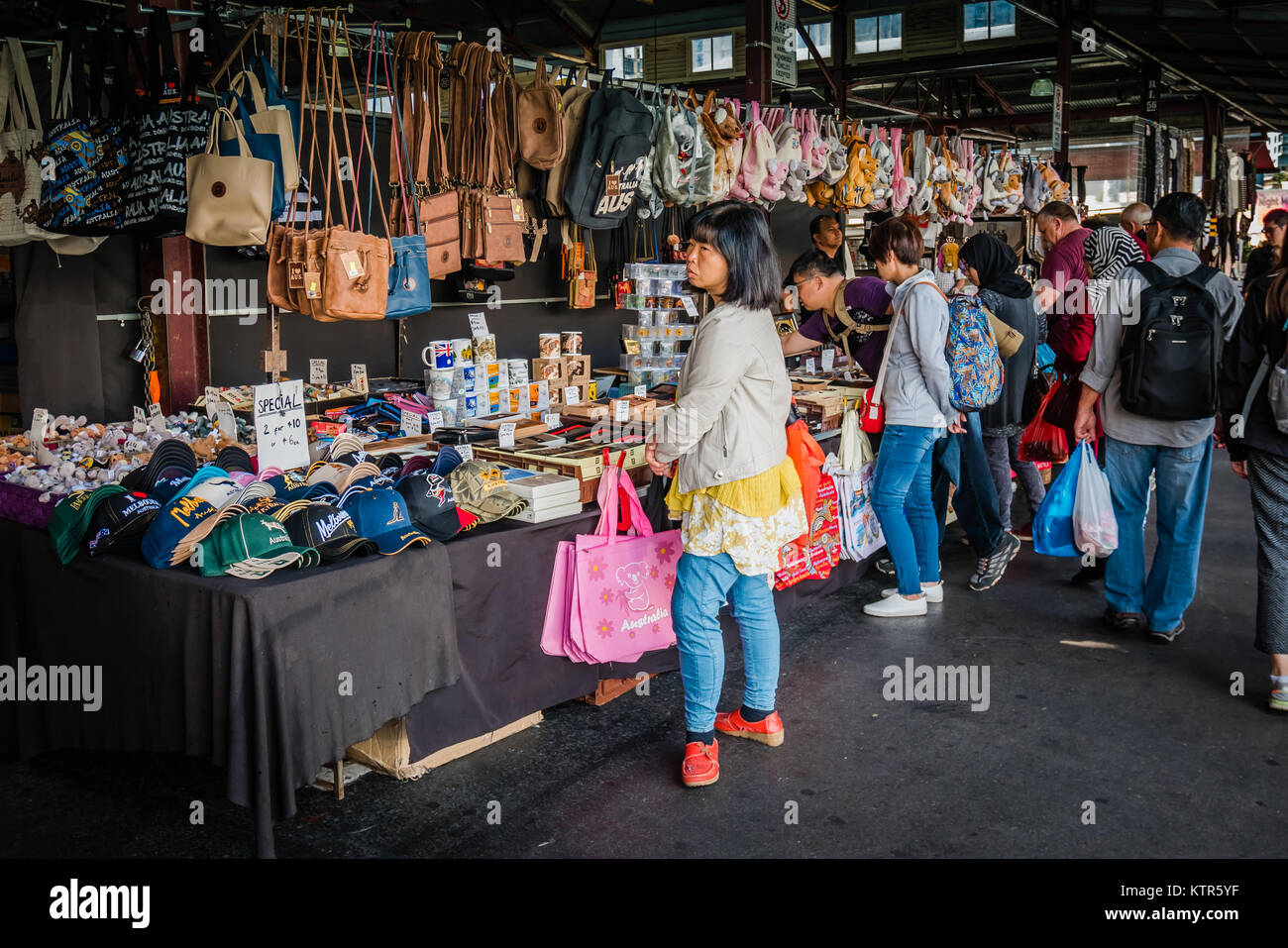 Melbourne le Queen Victoria Market est le plus grand marché en plein air en Australie Banque D'Images