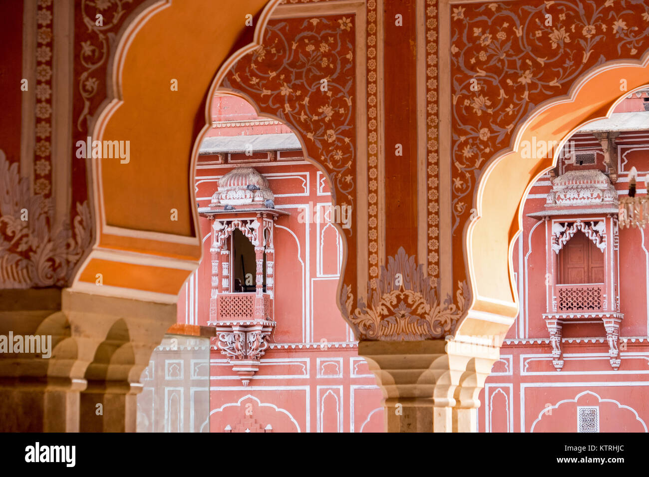L'intérieur du palais de Jaipur connu comme la Ville Rose, Rajasthan, Inde Banque D'Images