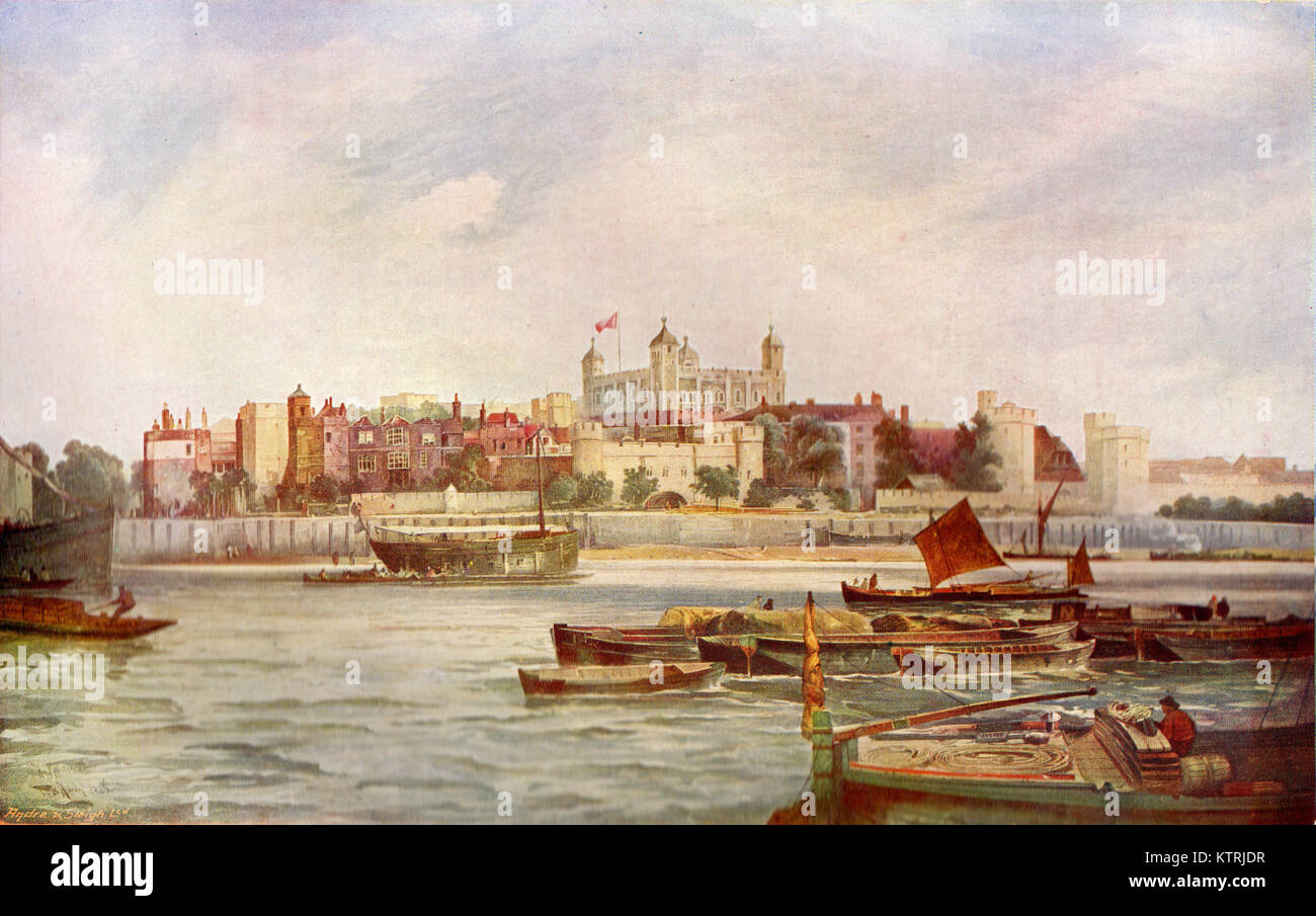 La Tour de Londres, fin du xixe siècle, d'après une peinture de Thomas Hardy Bush Banque D'Images