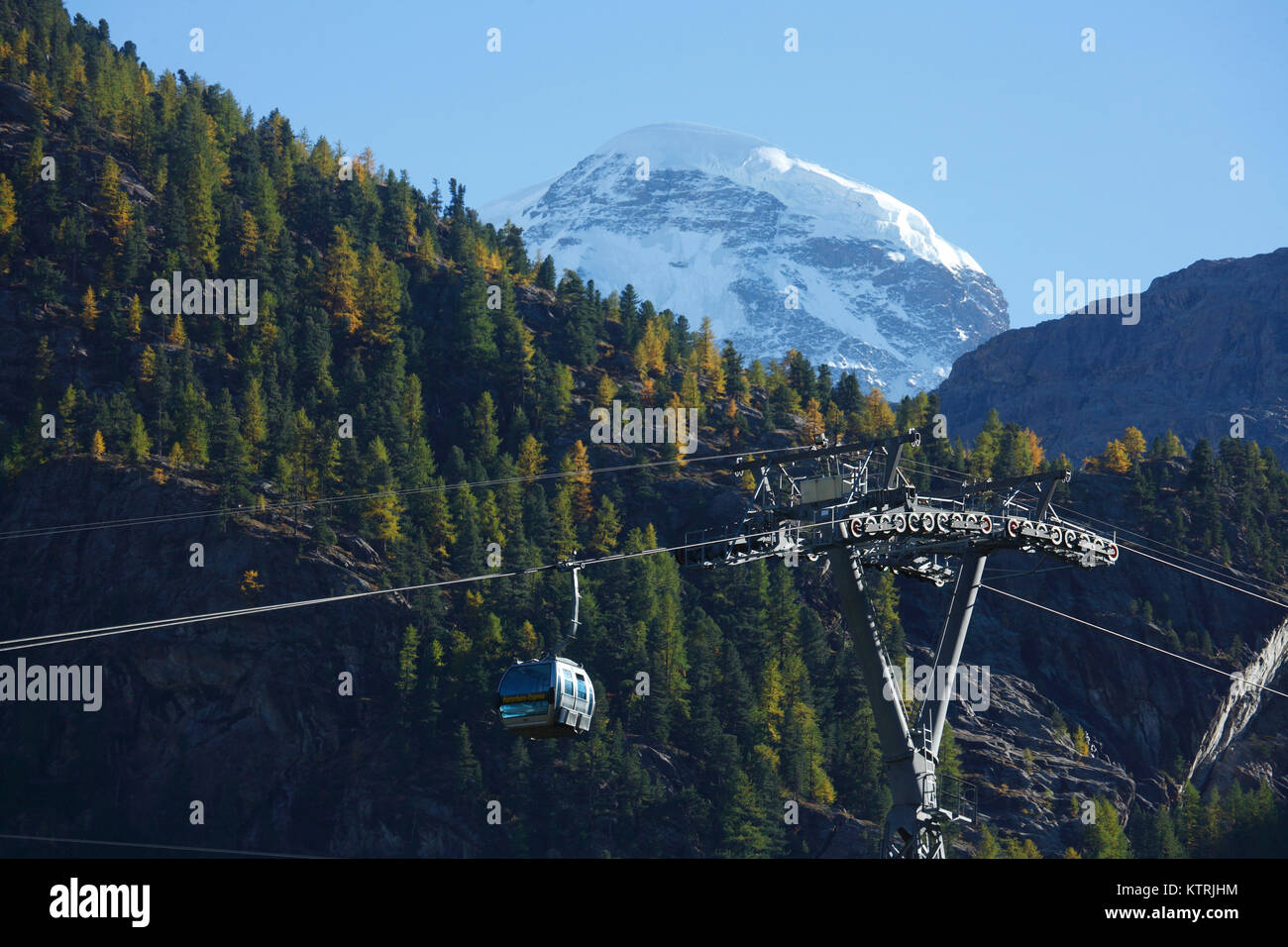 Breithorn , Seilbahn, Furi-Trockener Steg , Zermatt, Suisse I Breithorn , Zermatt, Suisse Banque D'Images