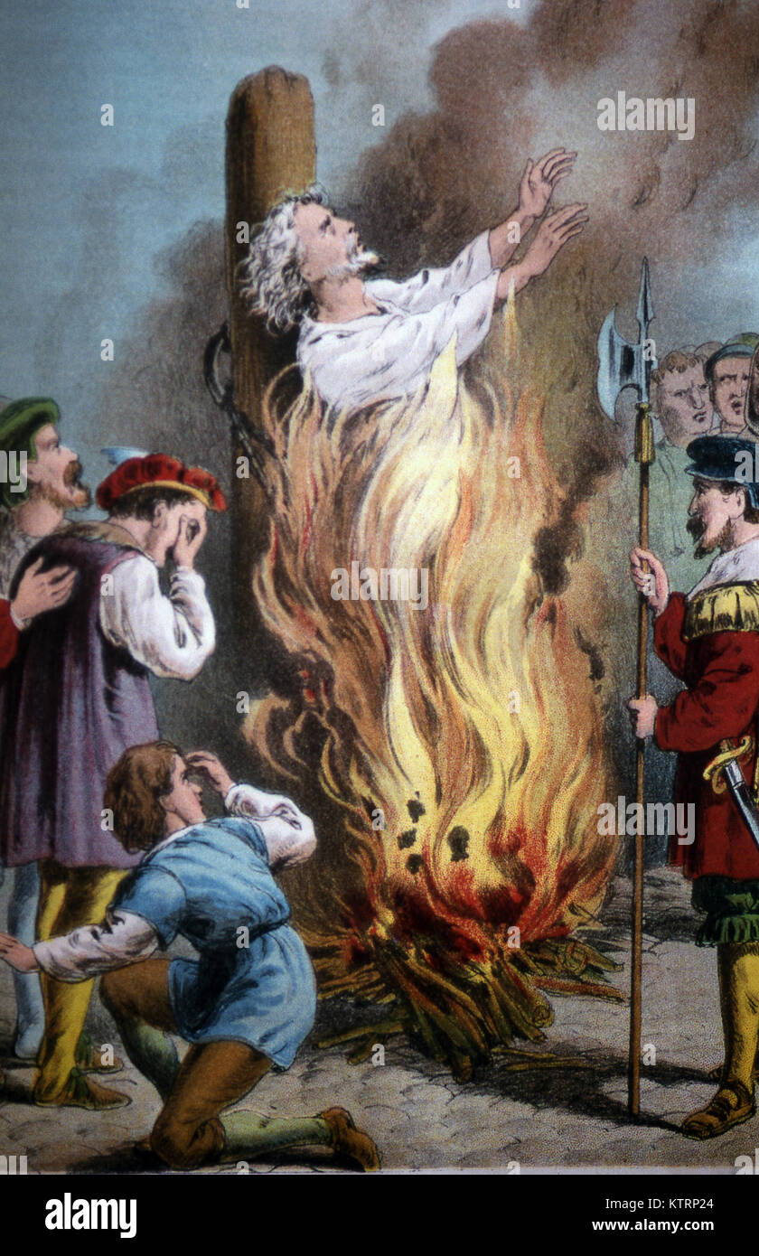 Christian anabaptiste d'être brûlé sur le bûcher Banque D'Images