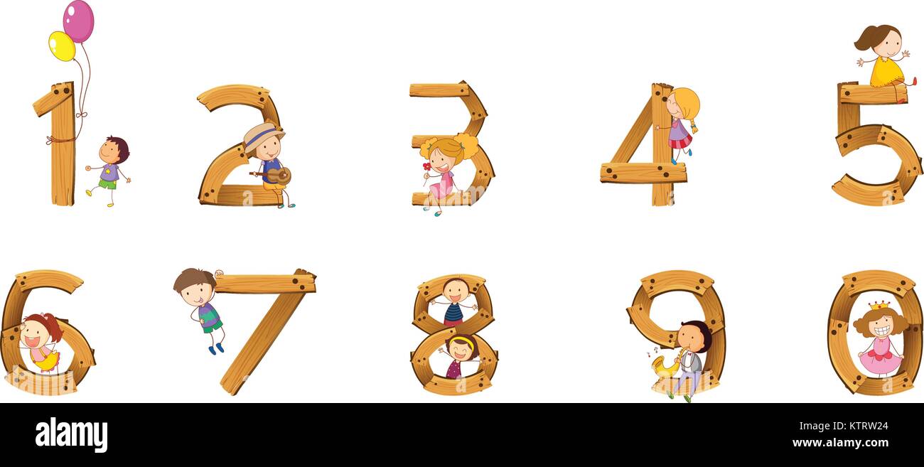 Illustration de numéros à dix avec les enfants Illustration de Vecteur