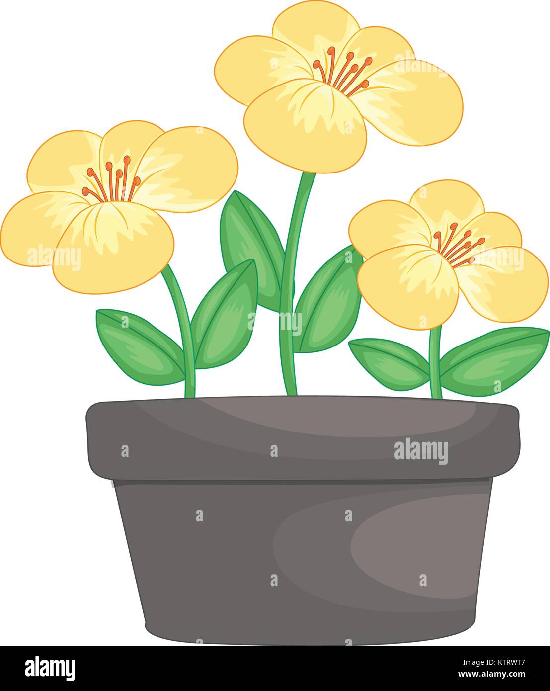 Illustration de fleurs jaunes dans un pot Illustration de Vecteur