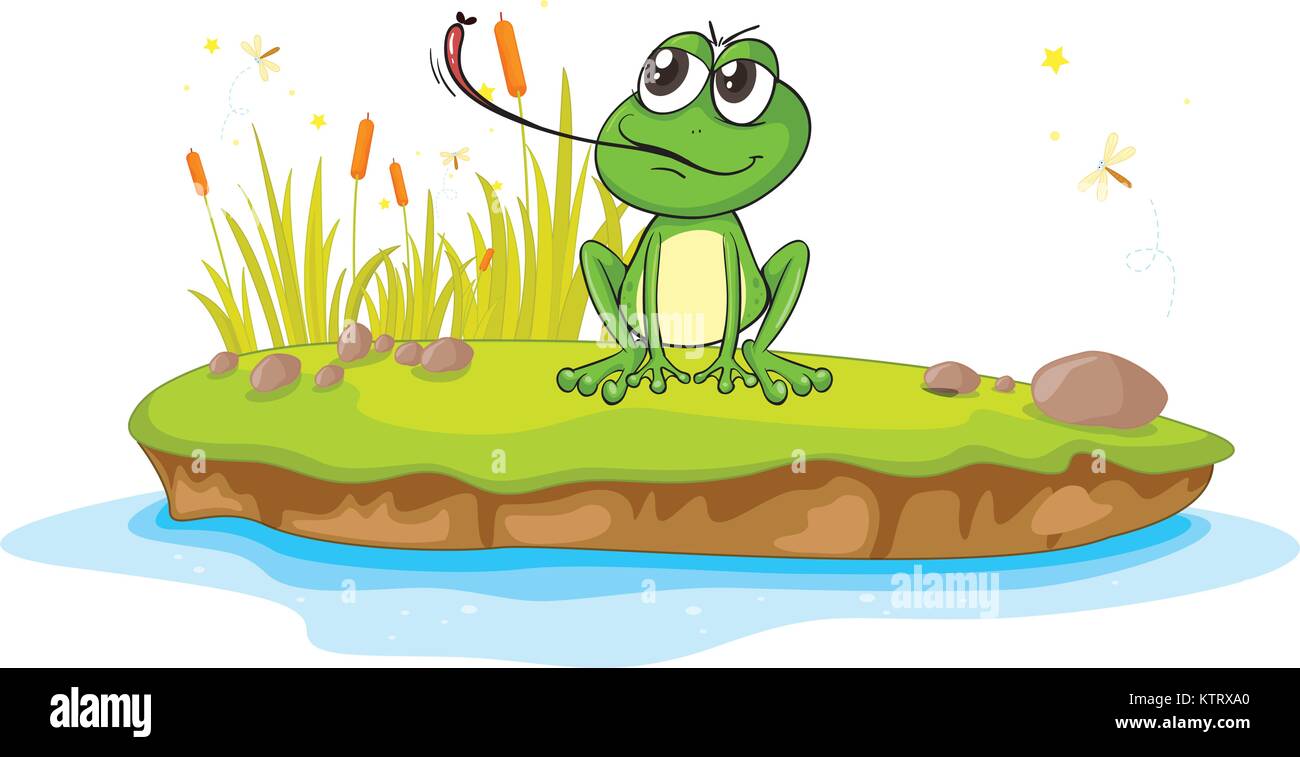 Illustration d'une grenouille et de l'eau sur un fond blanc Illustration de Vecteur