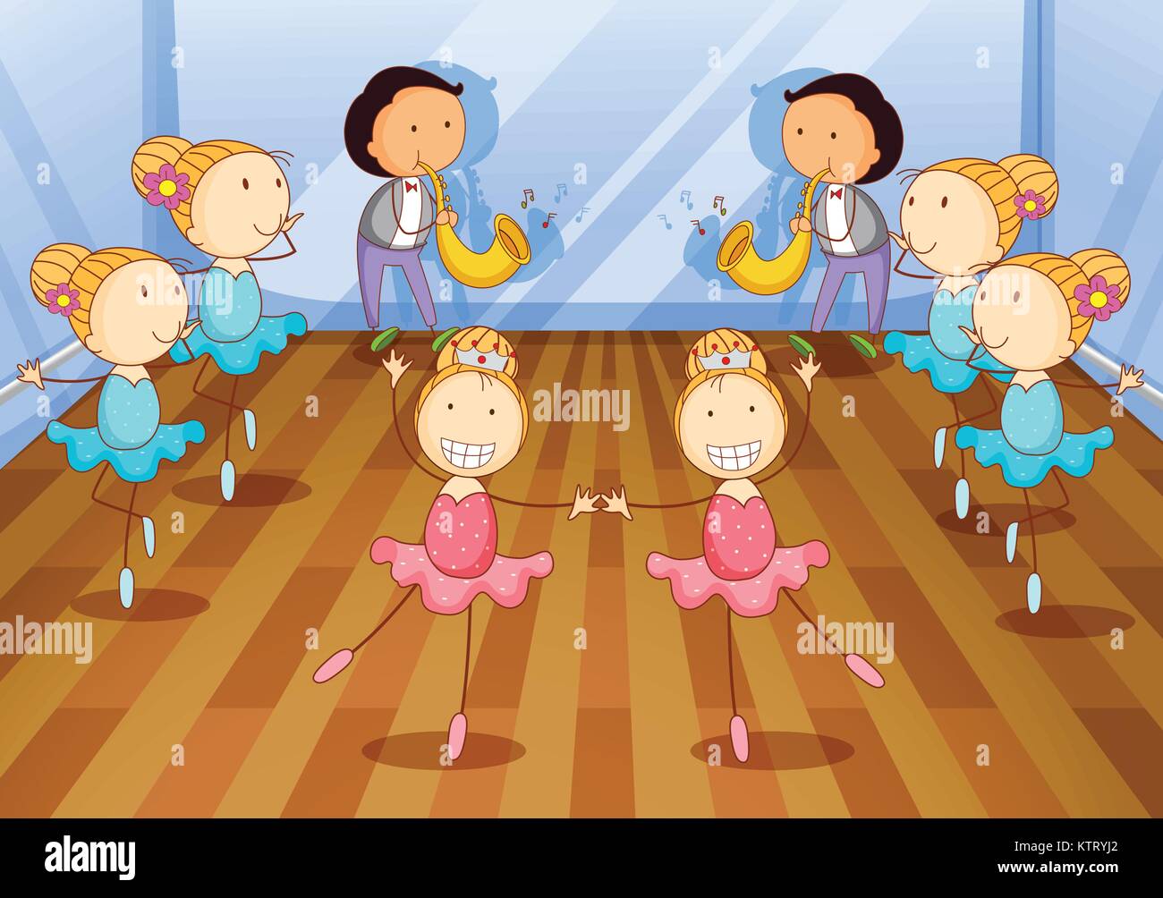 Illustration de danser les enfants sur une chambre Illustration de Vecteur