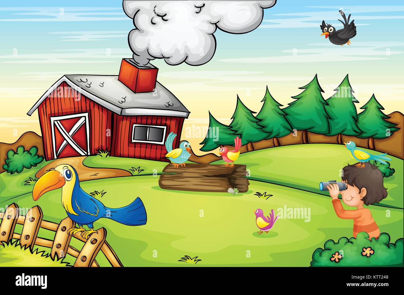 Illustration de la scène agricole détaillé Illustration de Vecteur