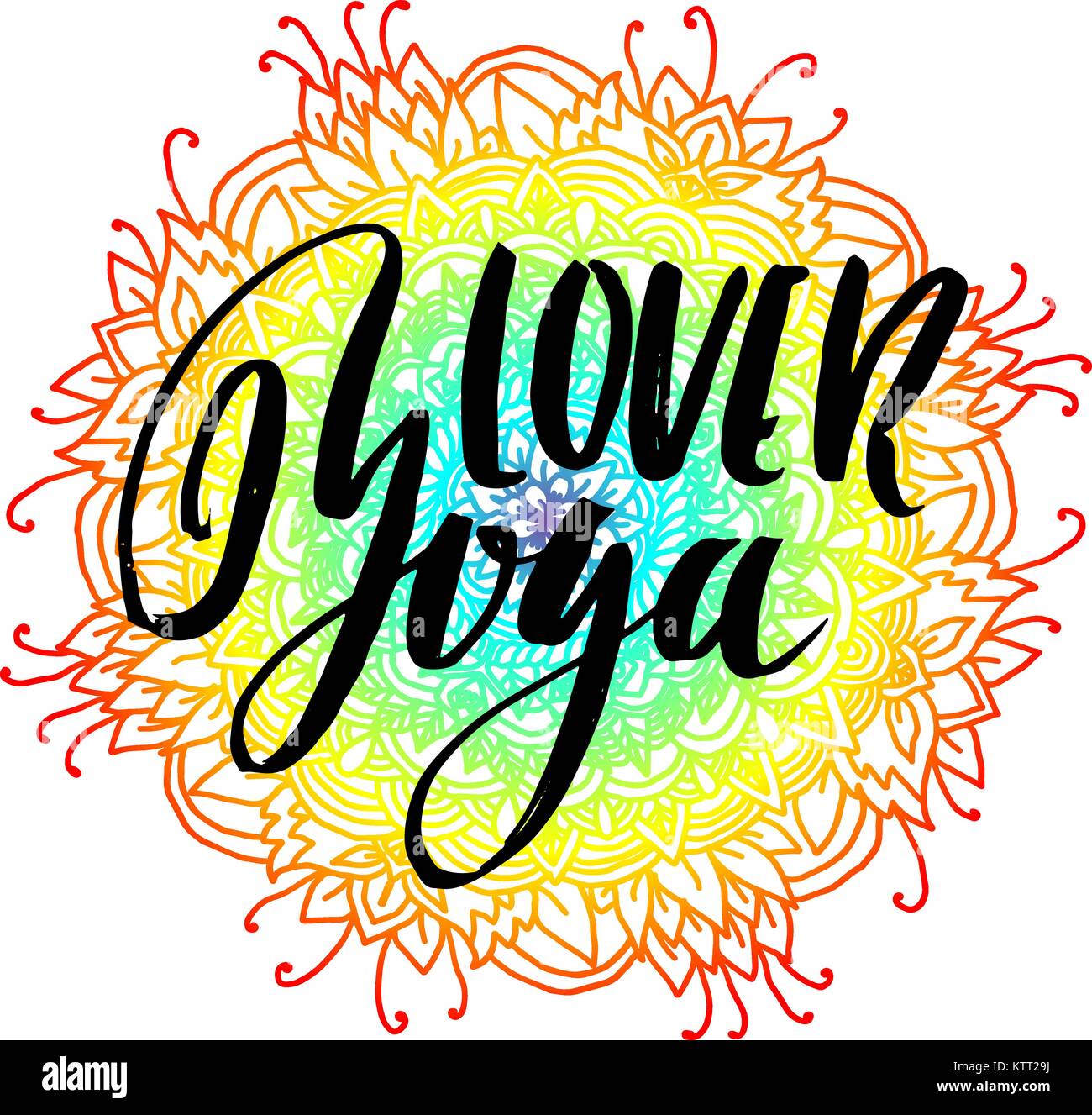 Amateur de Yoga mandala lettrage sur la brosse sèche. Yoga typographie de l'affiche. Vector illustration. Illustration de Vecteur