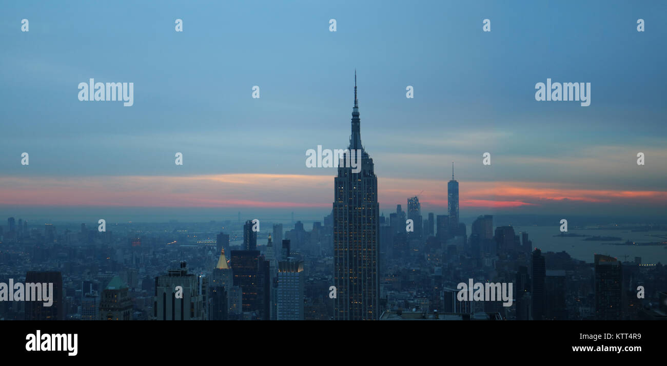 New York cityscape lever du soleil, coucher du soleil Banque D'Images