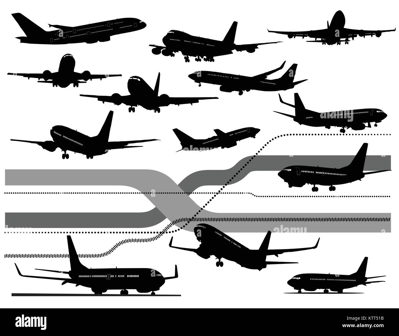 Noir et blanc 13 silhouettes d'avions. Cliquez sur une couleur a changé Illustration de Vecteur Noir et blanc 13 silhouettes d'avions. Cliquez sur une couleur a changé Illustration de Vecteur