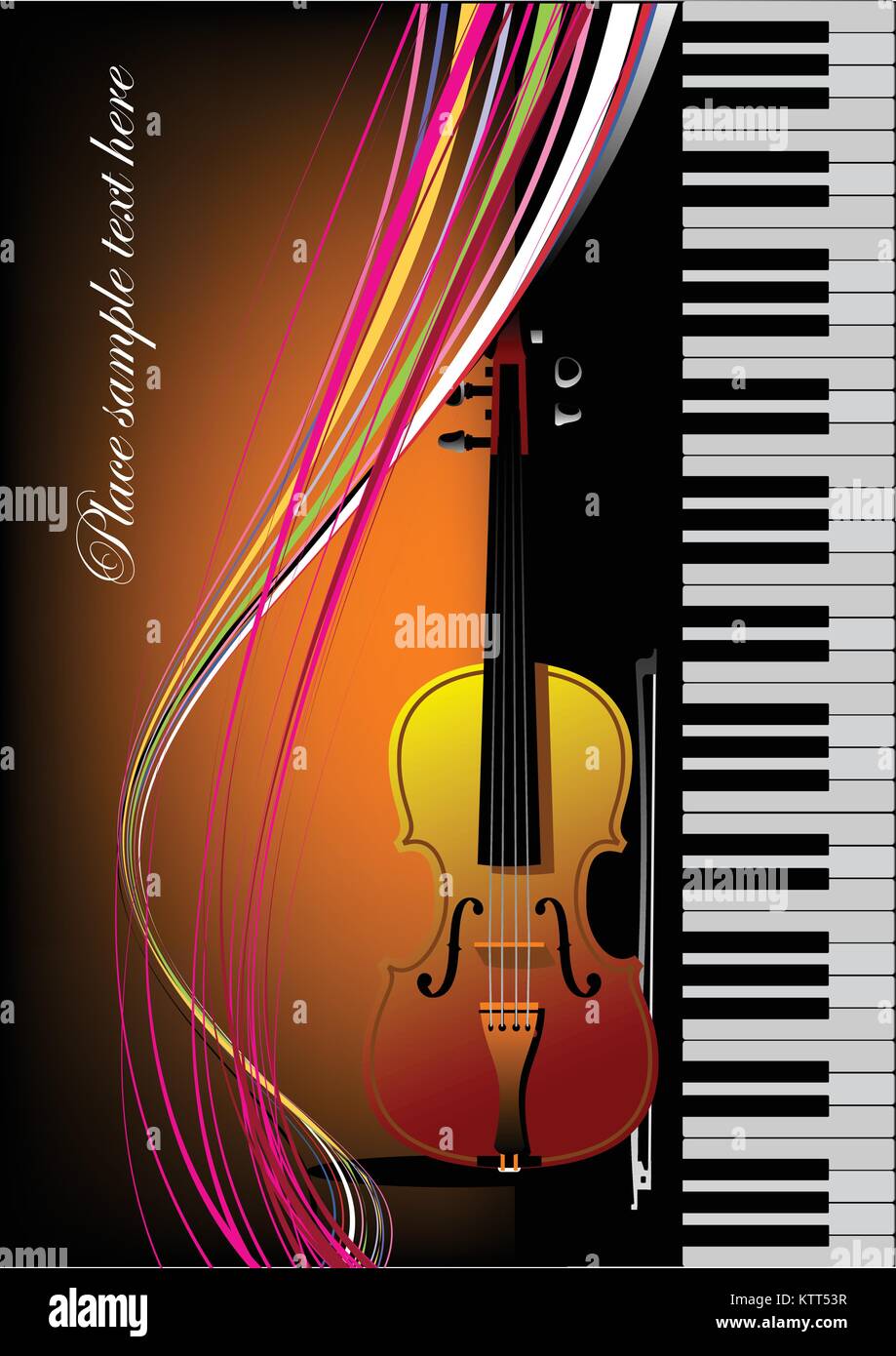 Le piano avec violon. Vector illustration couleur. Couvrir pour réserver Illustration de Vecteur