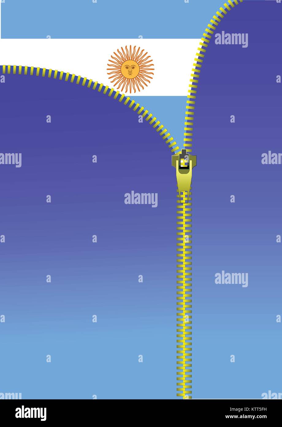 Ouvrir la fermeture éclair du drapeau de l'Argentine Illustration de Vecteur