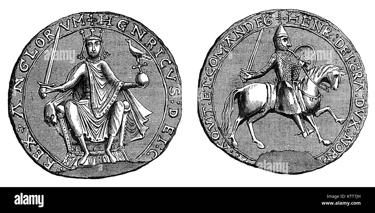 Le Grand Sceau est utilisé pour symboliser l'approbation du Souverain de l'état important de documents. Cela appartient à Henry II 1133 - 1189), également connu sous le nom de Henri II Plantagenêt. Il était le fils de Geoffroy d'Anjou et de Mathilde, fille de Henri I d'Angleterre et s'est activement impliqué dans les efforts de sa mère pour réclamer le trône d'Angleterre, puis occupé par Etienne de Blois. Il fut fait duc de Normandie, a hérité d'Anjou en 1151 et peu de temps après, épousa Aliénor d'Aquitaine, dont le mariage de Louis VII de France a récemment été annulé. Banque D'Images