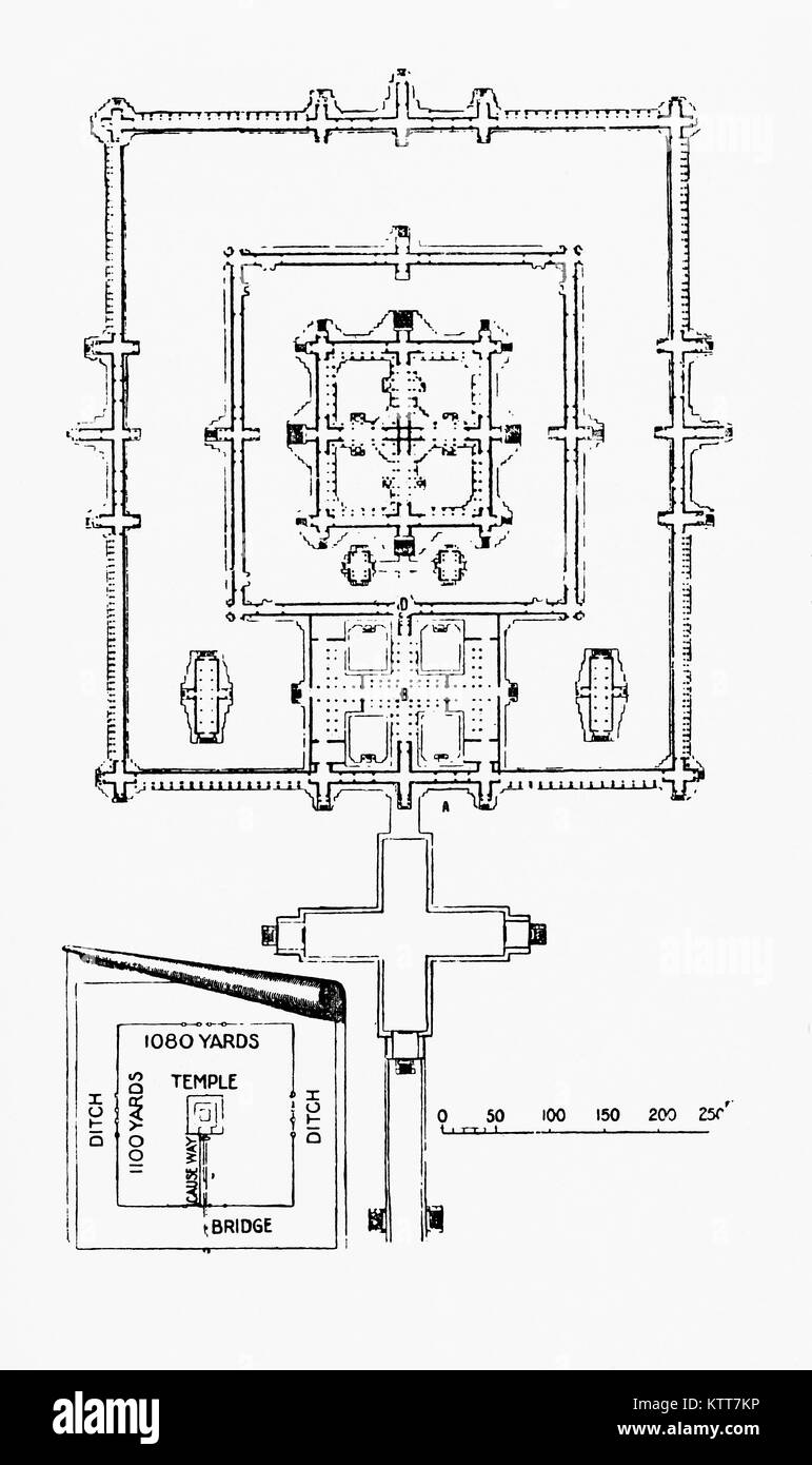 Plan d'étage de l'Wat Phra Mahathat Woramahawihan, le principal temple bouddhiste (WAT) de la province Nakhon Si Thammarat dans le sud de la Thaïlande. Des merveilles du monde, publié vers 1920. Banque D'Images