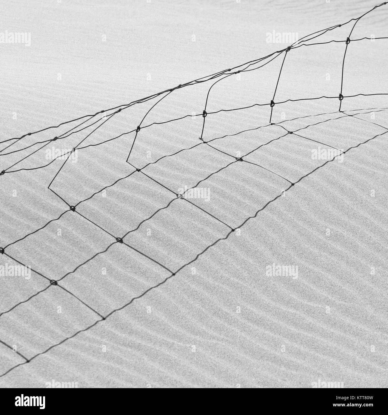 Abstract wire fence en noir et blanc des dunes de sable sorrento beach Perth Banque D'Images