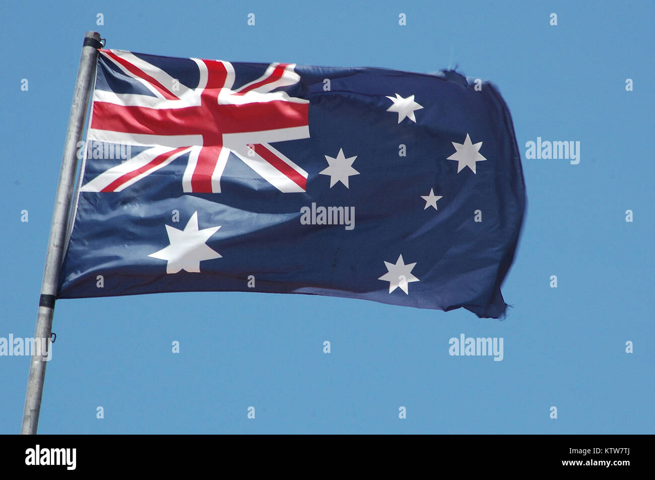 Drapeau australien dans le vent Banque D'Images