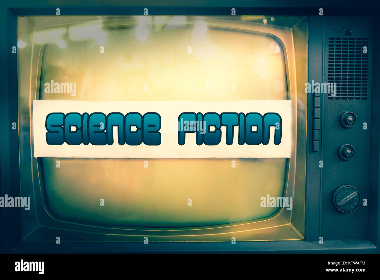 Genre de film de science-fiction télévisée de science-fiction ancienne étiquette texte plat Banque D'Images