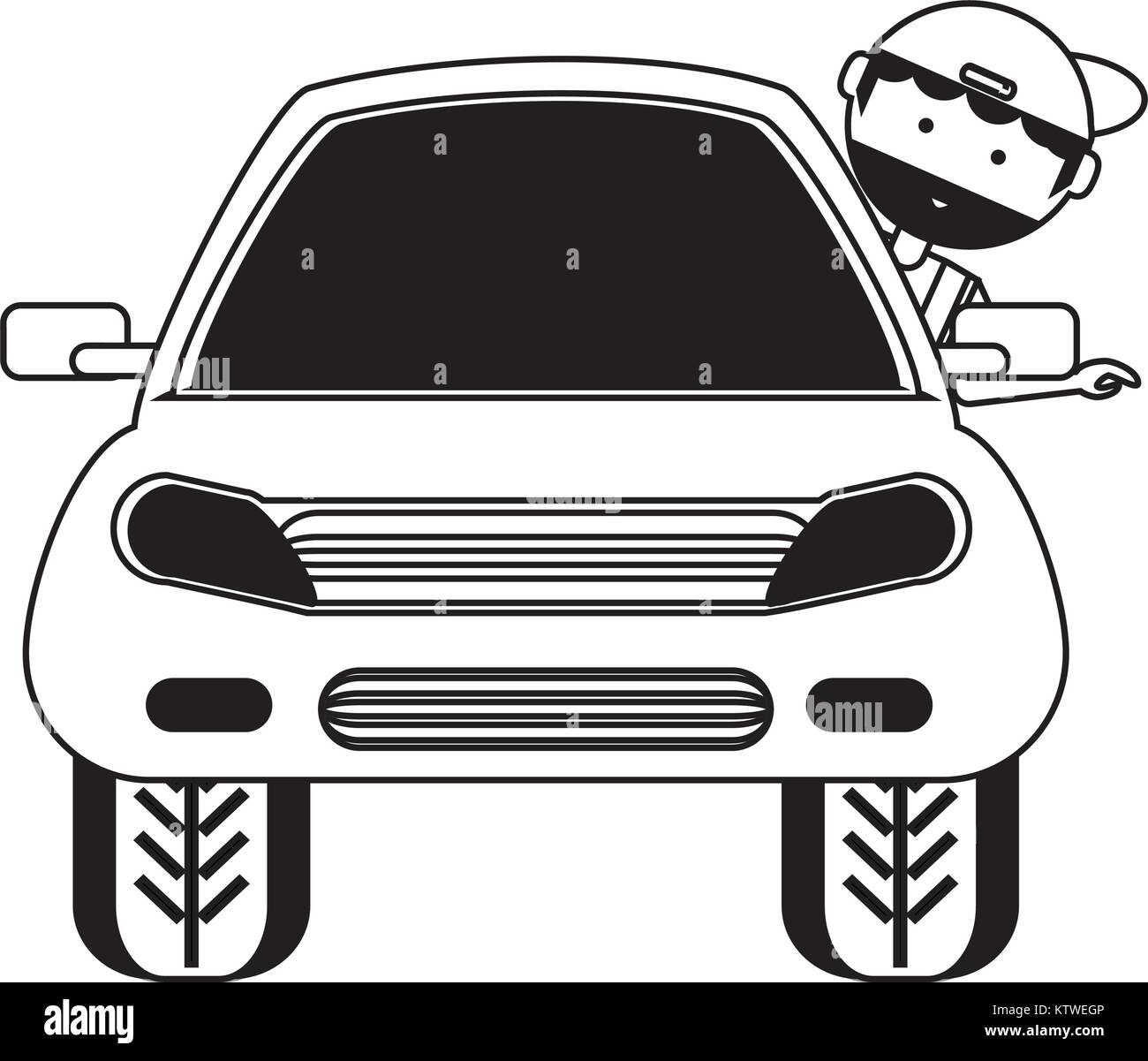 Mecanicien Et Icone De Voiture Dessin Anime Image Vectorielle Stock Alamy