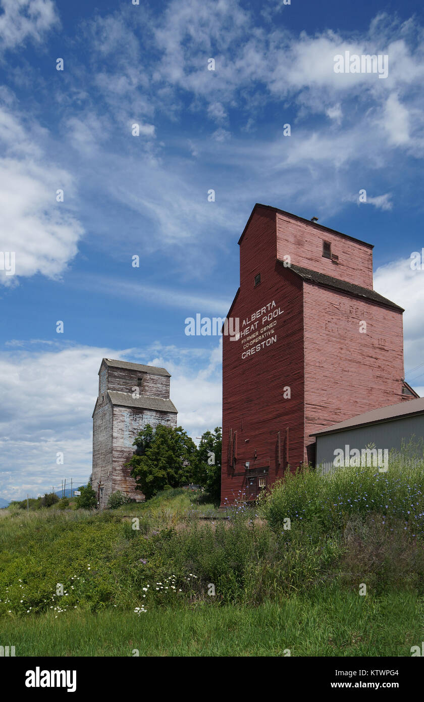 Silos à grains du Creston (Colombie-Britannique), Canada Banque D'Images