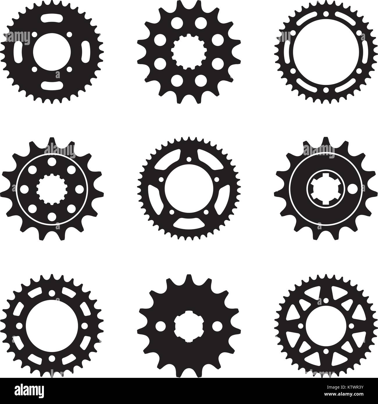 Roue de pignon vector icon set Illustration de Vecteur