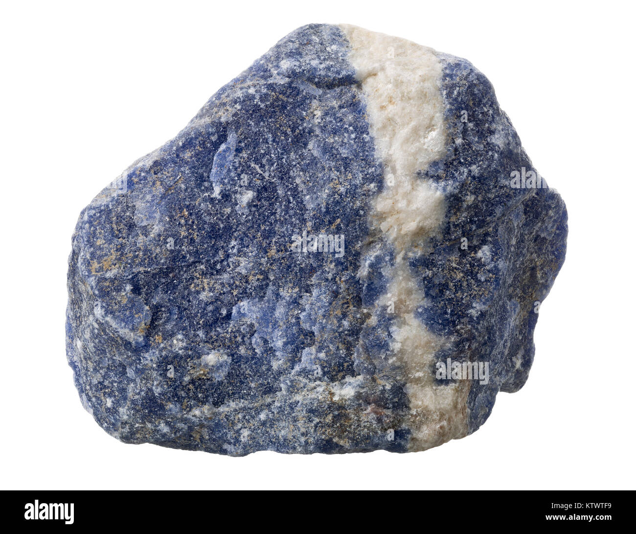 Matières, uncut Sodalite (Brésil) isolé sur fond blanc Banque D'Images