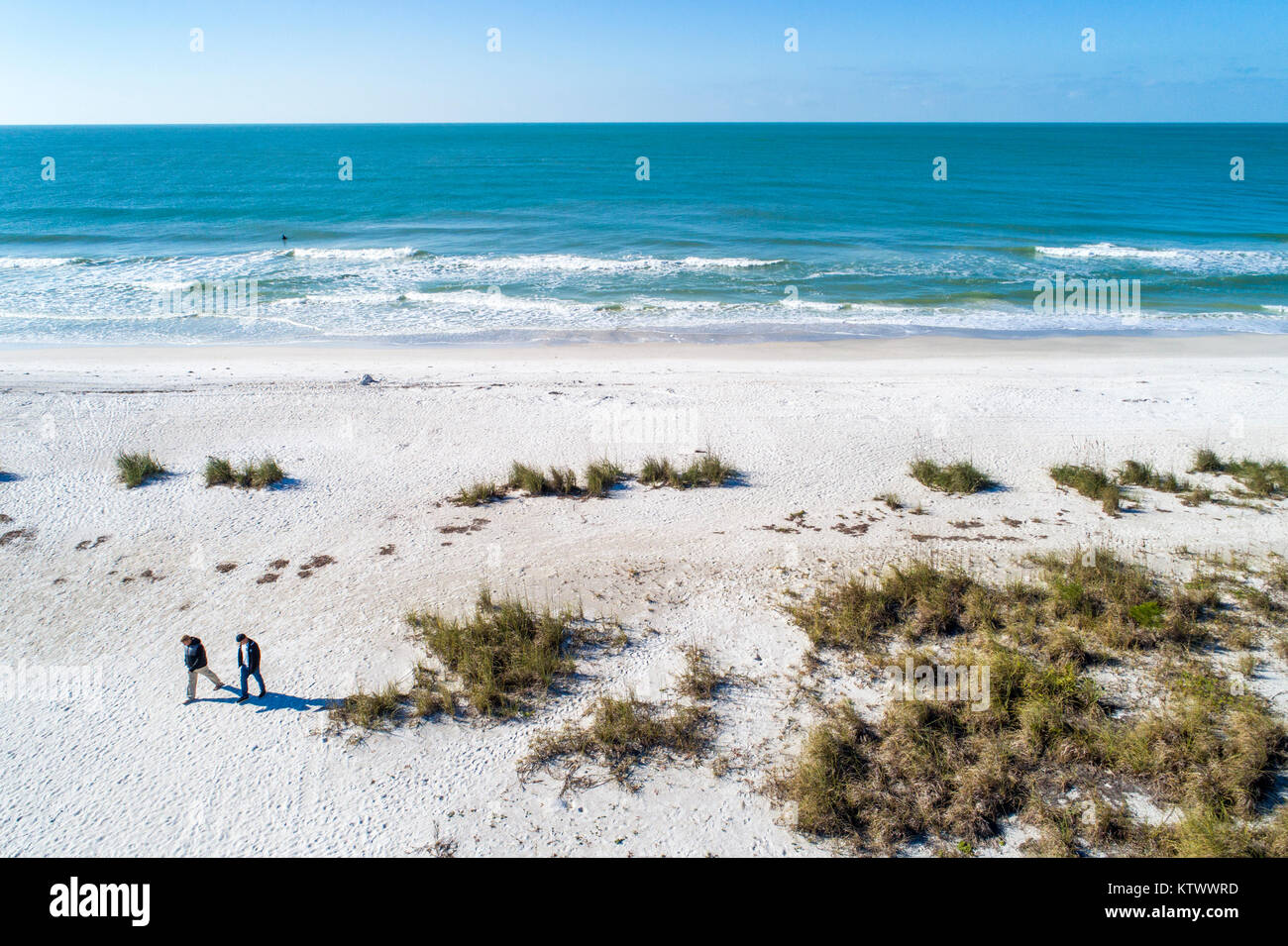 Anna Maria Barrier Island Florida, Holmes Beach, Golfe du Mexique, les membres de la plage, vue aérienne aérienne d'oiseau au-dessus, les visiteurs voyage tour touris Banque D'Images
