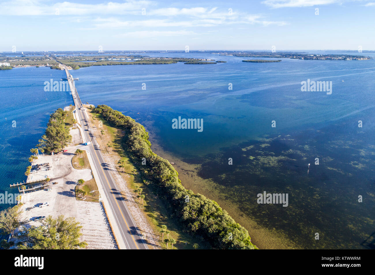 Anna Maria Island Florida,Holmes Beach,Sarasota Bay Estuarine System,Manatee Avenue,vue aérienne au-dessus,FL17121460d Banque D'Images