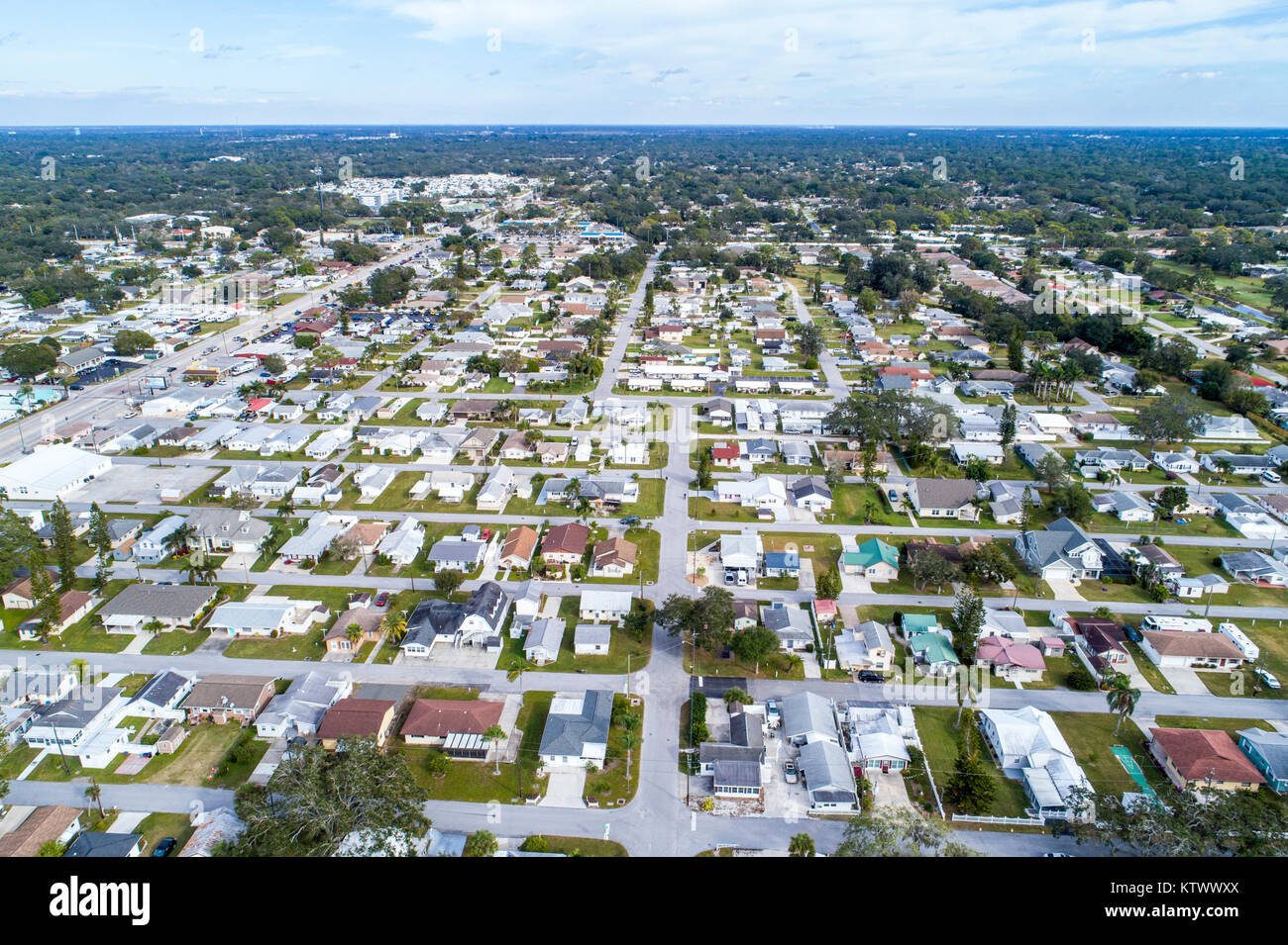 Floride,FL Sud,Sarasota,Pinecraft Pine Craft,Amish Mennonite maisons maisons résidences, vue aérienne de l'oeil d'oiseau au-dessus, Voyage de visiteurs Banque D'Images