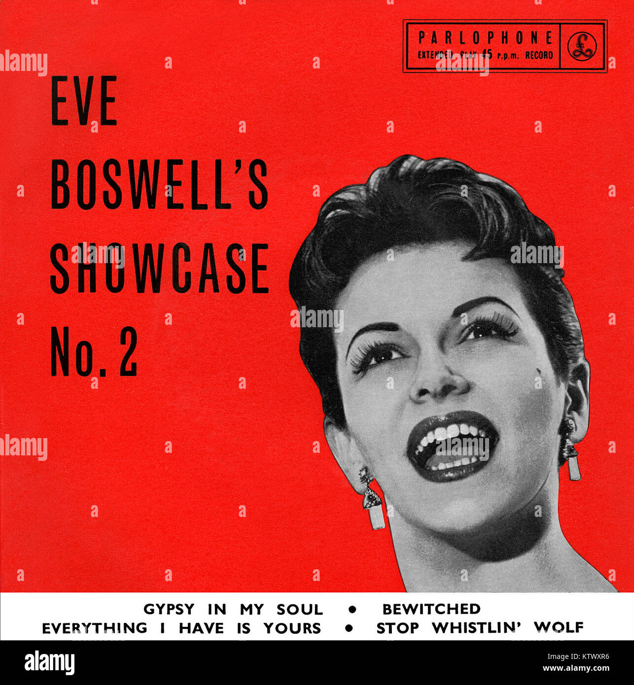 Capot avant de jamais la vitrine Boswell n° 2 E.P. Vinyl 7' notice publiée au Royaume-Uni en novembre 1958 sur le label Parlophone. Banque D'Images