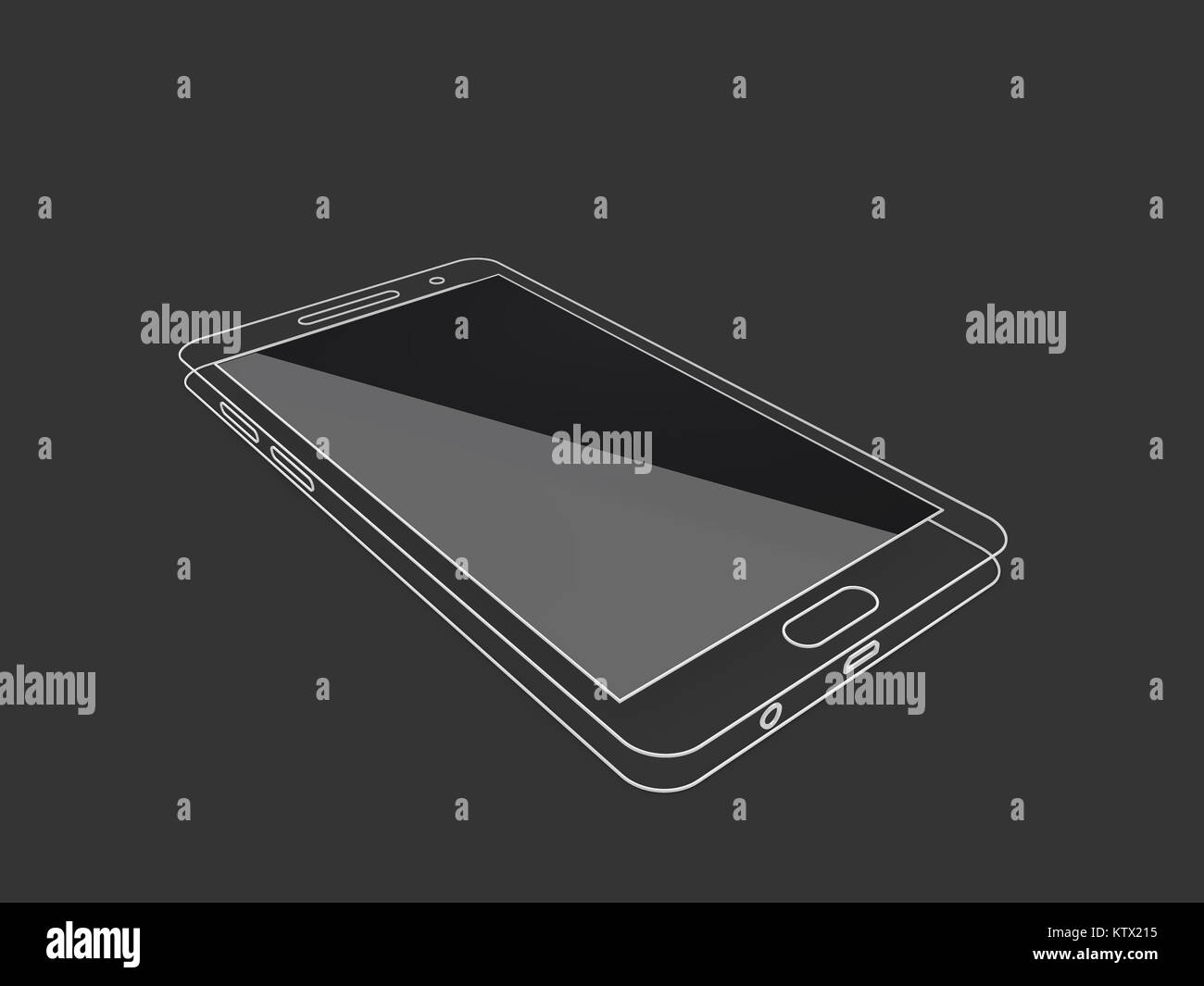 3d Illustration D Icone Sommaire Du Smartphone Telephone Mobile Moderne Avec Ecran De Verre Isole Sur Fond Noir Photo Stock Alamy