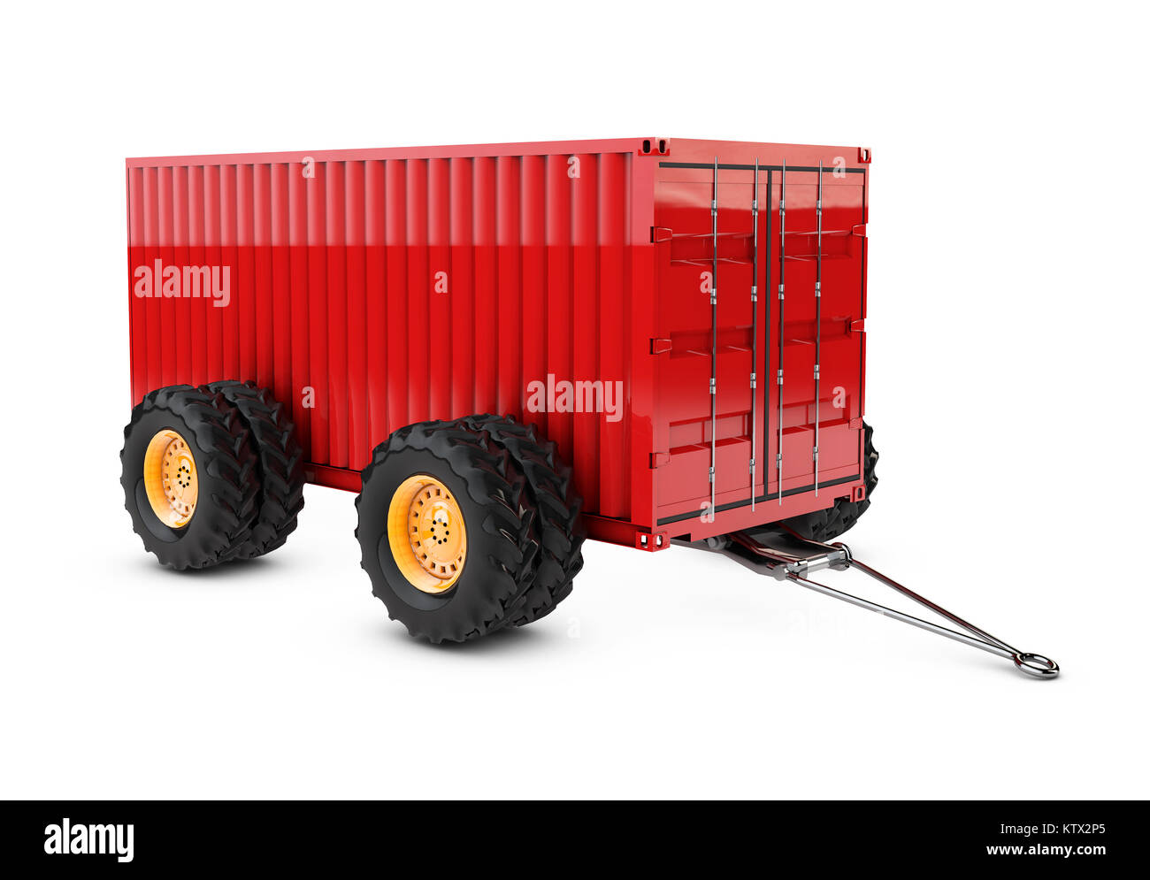 3d illustration de conteneur sur les quatre roues, isolé sur fond blanc Banque D'Images