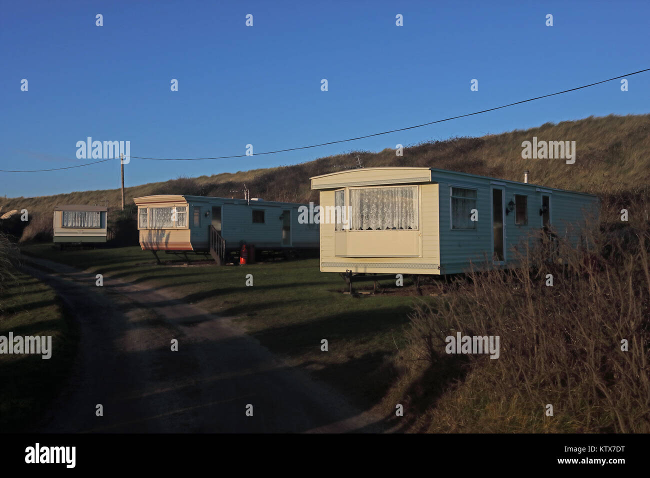 Parc d'ancrage caravan park Eccles-sur-Mer, Norfolk, UK Décembre Banque D'Images