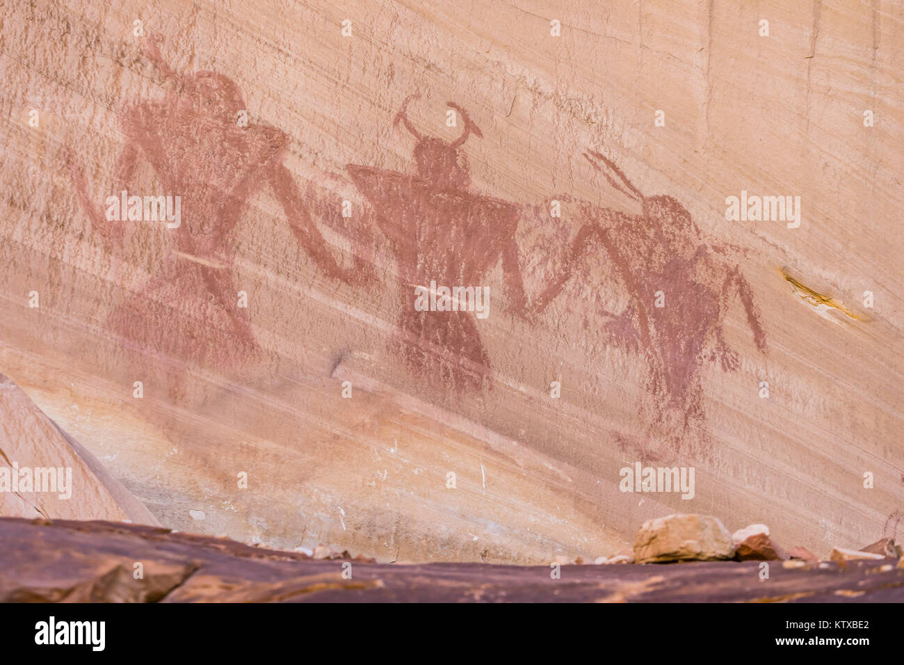 Pueblo indigènes rock art, Calf Creek Falls Trail, de Grand Staircase-Escalante National Monument, Utah, États-Unis d'Amérique, Amérique du Nord Banque D'Images