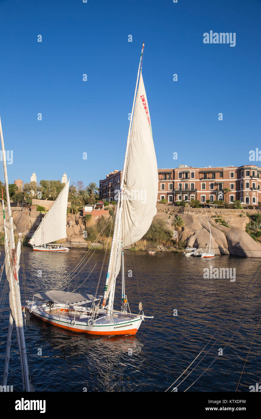 Sofitel Legend Old Cataract hotel situé sur les rives du Nil, à Assouan, en Haute Egypte, l'Egypte, l'Afrique du Nord, Afrique Banque D'Images