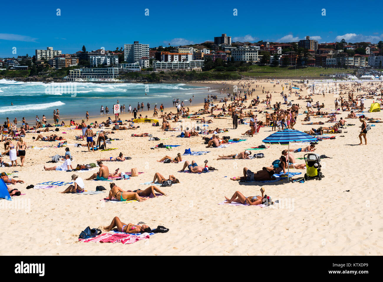 Un panier-Bondi Beach sur une journée d'été, Sydney, Nouvelle-Galles du Sud, Australie, Pacifique Banque D'Images