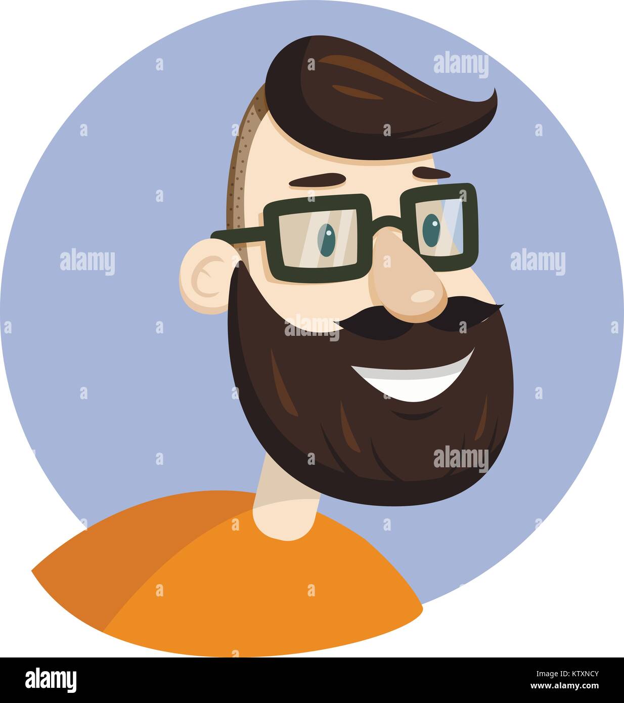 Visage barbu homme hipster vecteur dans les lunettes portrait Illustration de Vecteur