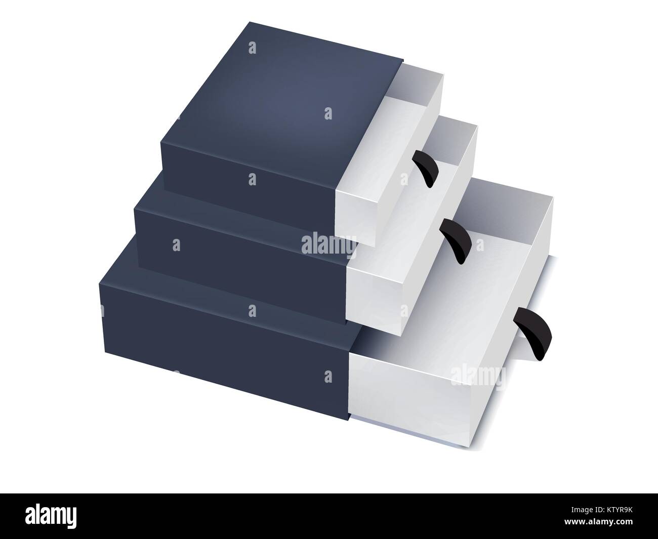 Les boîtes d'emballages de tailles différentes sur fond blanc Illustration de Vecteur