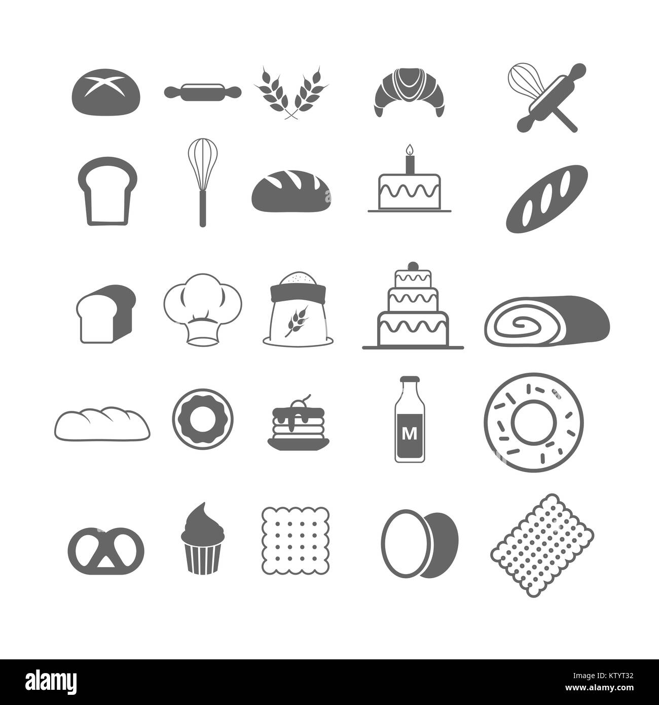 Icône boulangerie vector set Banque D'Images