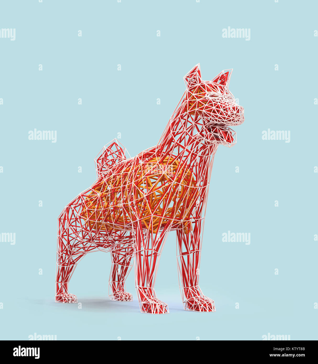 Wire frame du chien en forme de polygone bas style. Le rendu 3D image. Banque D'Images