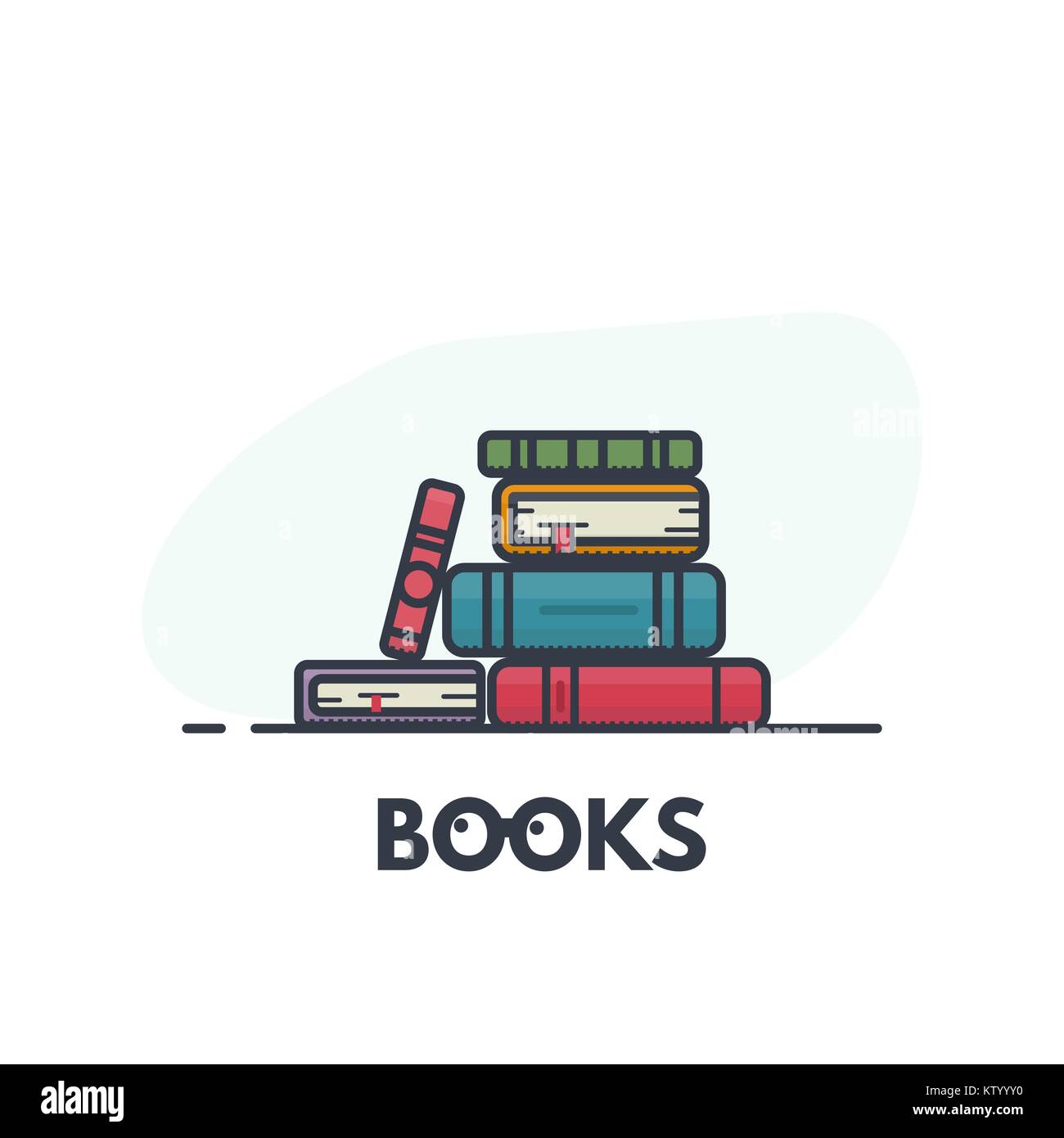 Pile de livres d'art en ligne Illustration de Vecteur