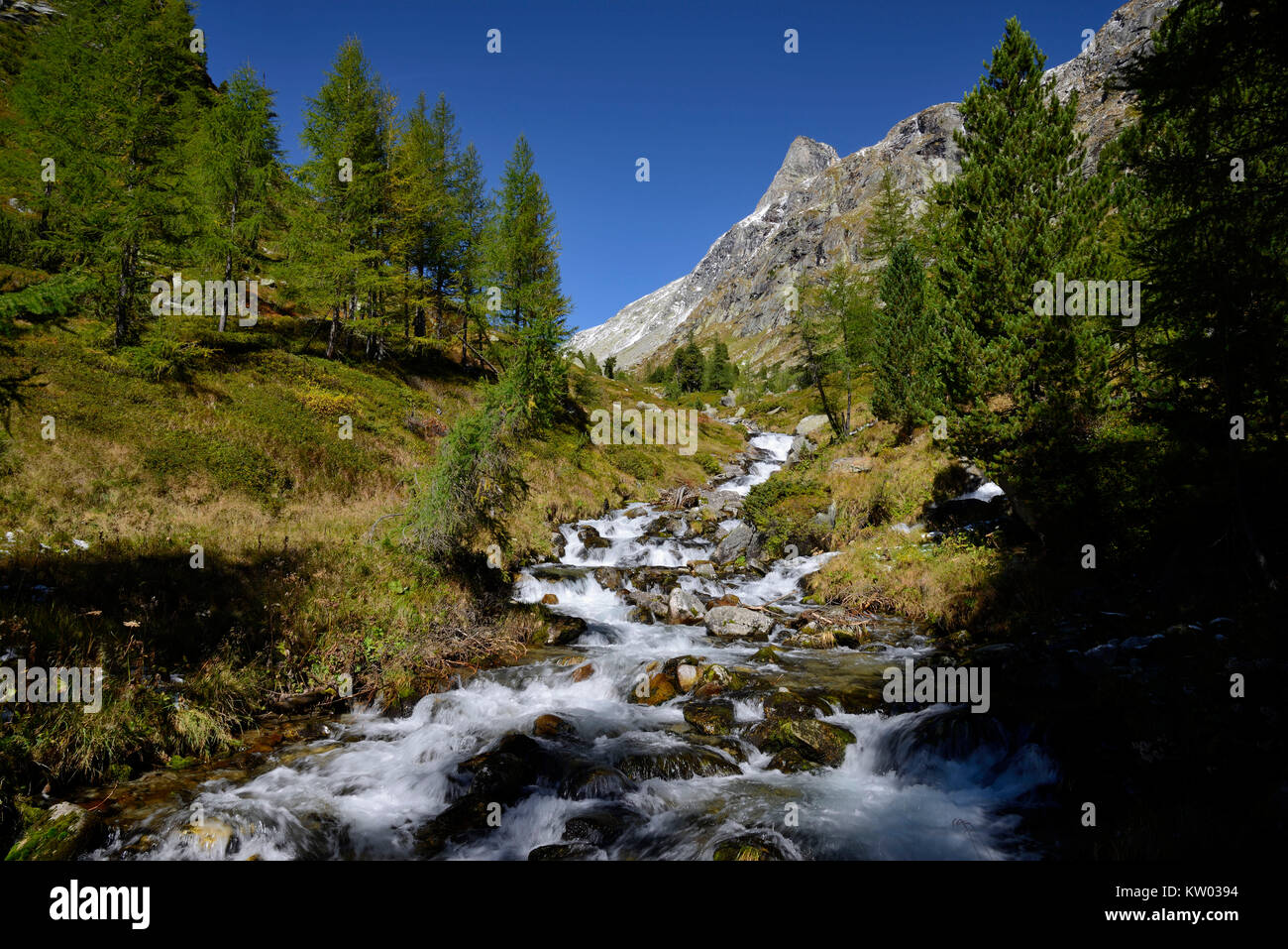 Osttirol Hohe Tauern, Dorfer valley brook ou mer Kalser Tal Dorfer, Bach mit Seebach bzw Kalser Bach Banque D'Images