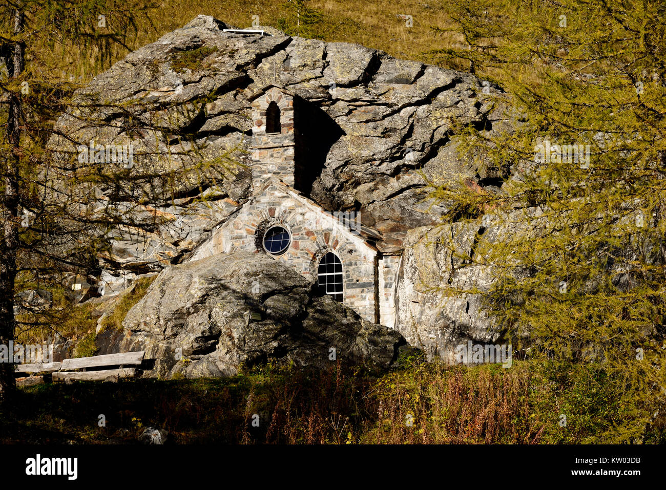 Osttirol Hohe Tauern, chapelle dans le Gschl Rock ?sstal Gschlösstal Felsenkapelle, im Banque D'Images