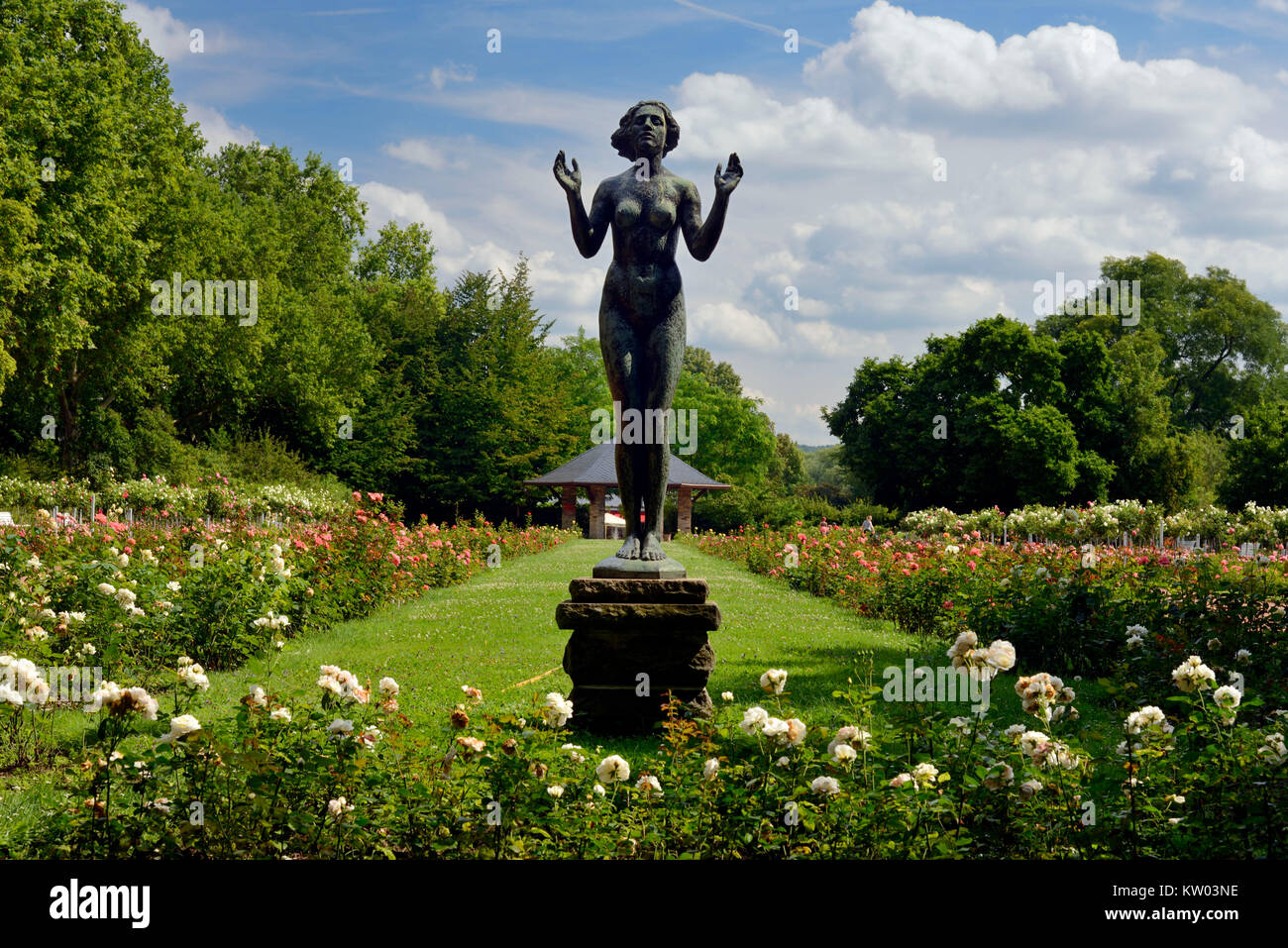 Dresde, convalescent en plastique dans le jardin de roses dans la nouvelle ville citadin king's shore, Plastik im Rosengarten am Genesende Königsufer Neustädter Banque D'Images