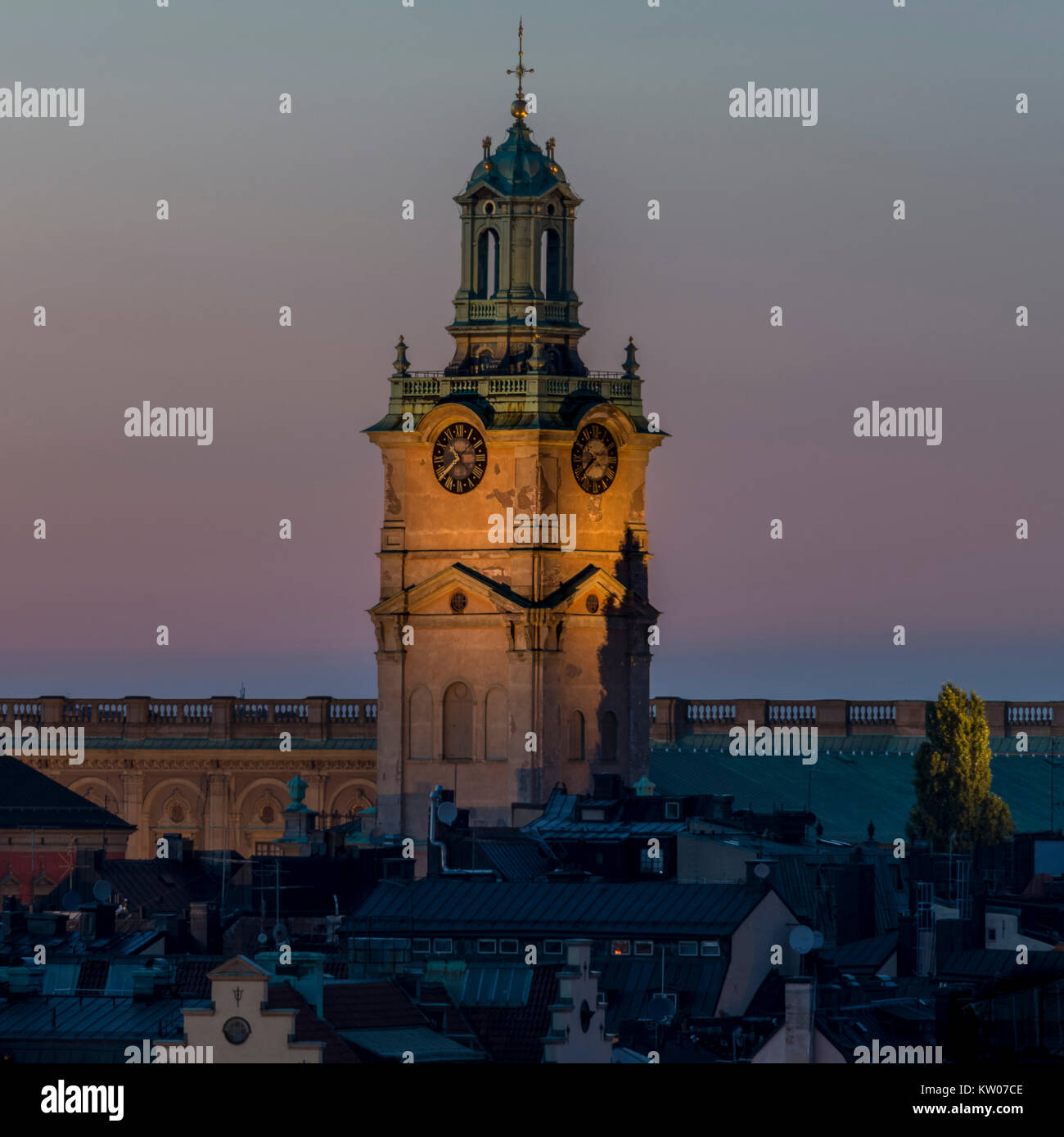Smiling church - Storkyrkan à Stockholm par nuit Banque D'Images