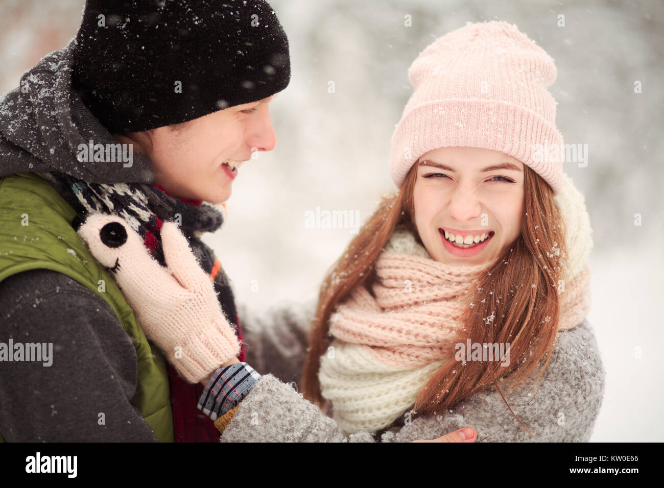 Chapeaux d'hiver mignon Banque D'Images